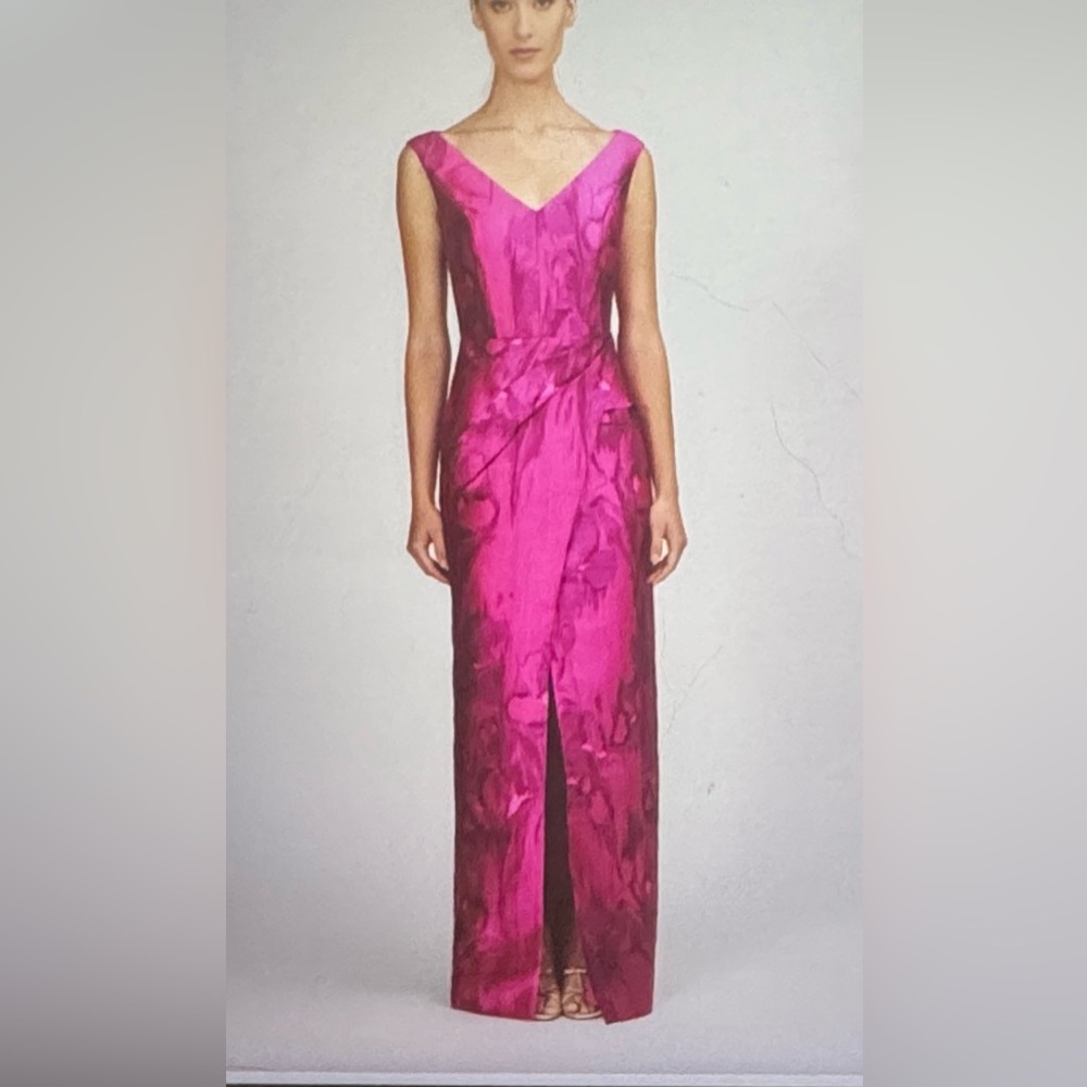 Kay Unger Fuchsia Floral Midi Dress